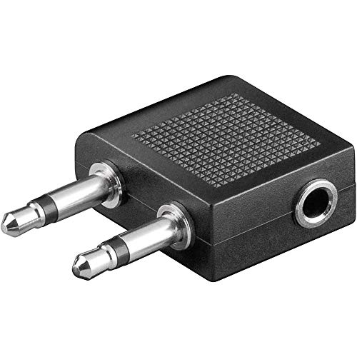 Goobay 61004 Adaptateur de casque AUX pour les voyages/l’avion ; prise Jack 3 5 mm femelle - 2 connecteurs Jack 3 5 mm (2 broches mono) > Prise Jack 3 5 mm (3 broches stéréo)