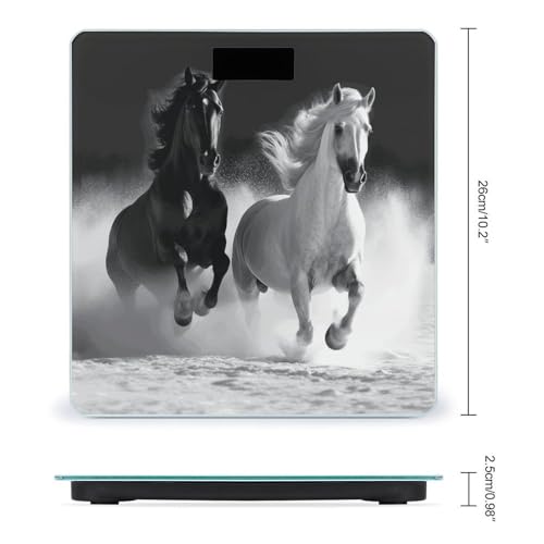 Báscula Digital de Baño Caballos Blanco y Negro miniatura 2
