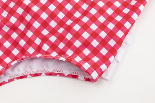 Image of LIZENS Girls One Piece Swimwear Checker Print Ruffles Bathing Suit for Kids Size 2-12