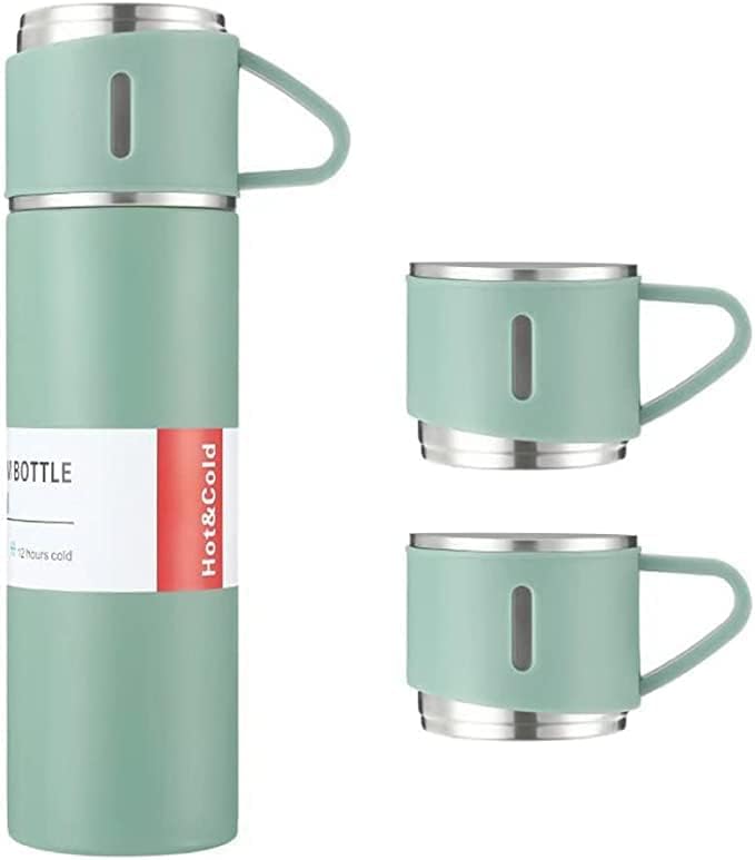 Bonnu Garrafa Térmica Café 500ML Aço Inox com Tampa Rosqueável e 3 Canecas (Verde)