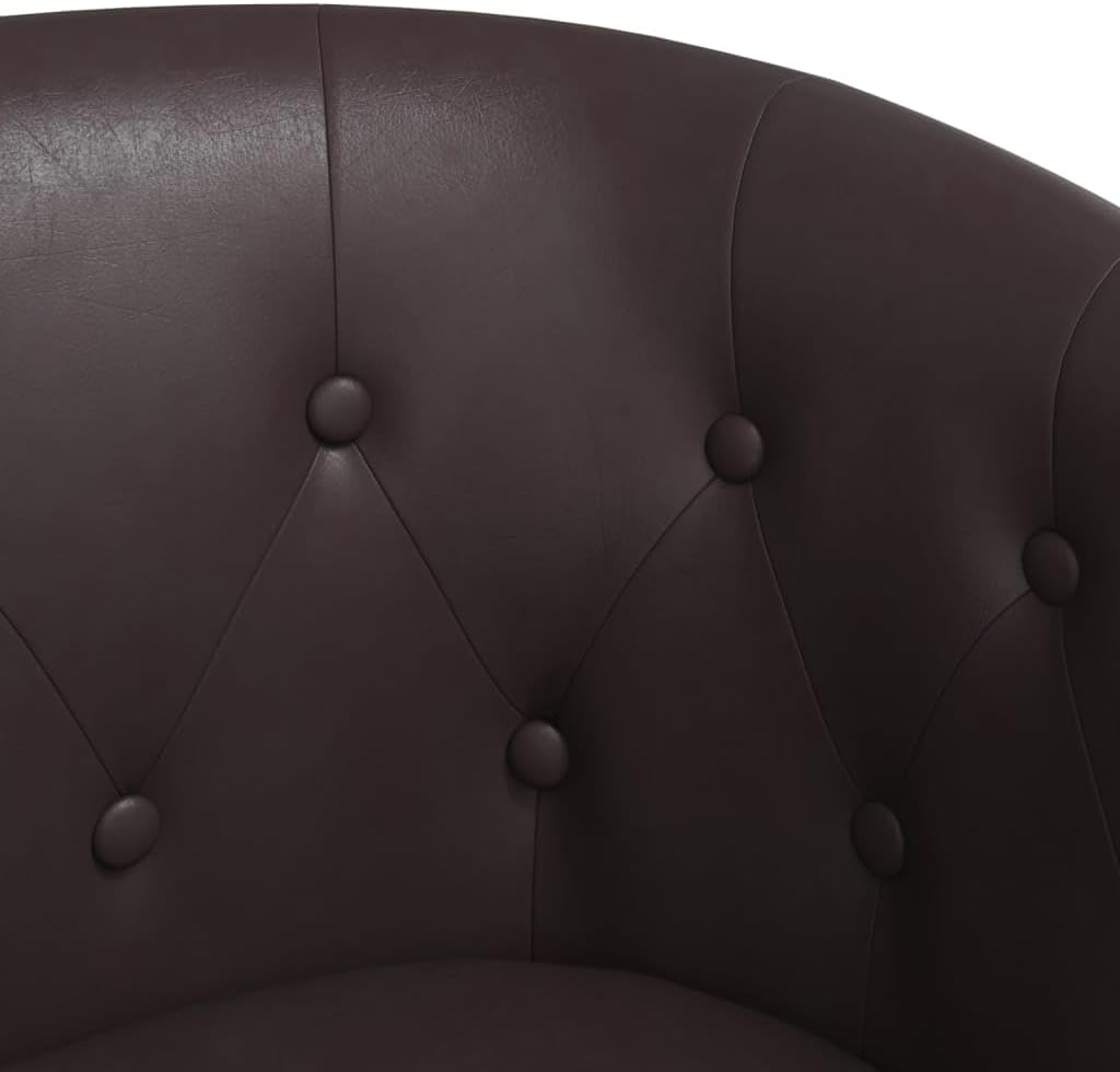 vidaXL Brown Heritage Faux Leather Tub Chair with Footstool - Ultra-Comfortable Padded Seat, Armrest and Backrest - Ideal for Living Room, Bedroom, Office or Lounge