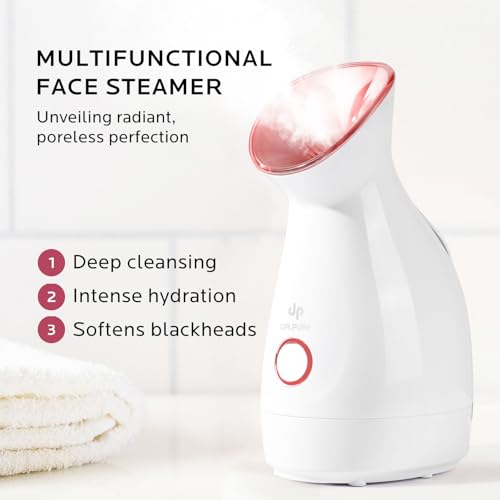 Facial Steamer Self-Care Gift Kit: Nano Ionic Face Steamer Deep Cleaning Unclogs Pores - Home Sauna Spa Humidifier Hot Mist for Women Men Sinus Moisturizing (Rose Gold)