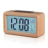 Pantalla grande reloj despertador es hecho de material de madera de alta calidad, que es respetuoso con el medio ambiente y duradero.
