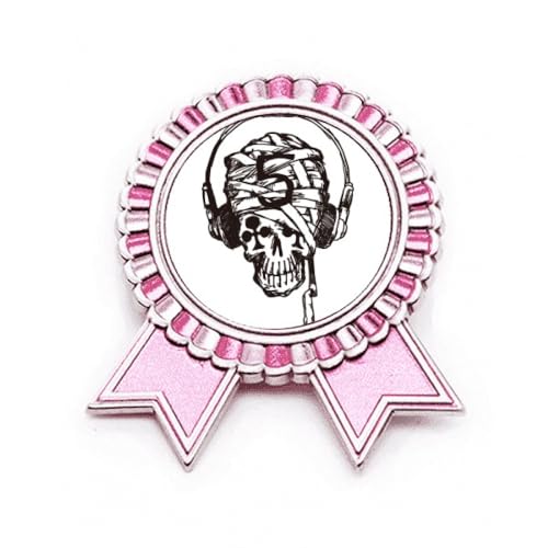 Broche rose musique casque métal taille M pour personnaliser un vêtement uni