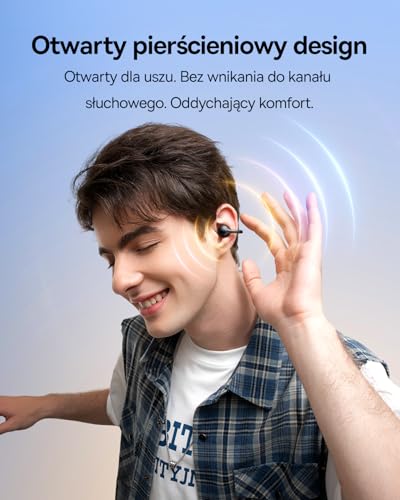 Baseus BC1 Open Ear słuchawki, klips na uszy z imponującym dźwiękiem, adaptacyjne wzmocnienie basów, Bluetooth 6.0, redukcja szumów podczas rozmów, IP55, akumulator 38H, lekkie Buds - Interstellar
