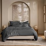 Housse de Couette Prestige 100% Satin de Coton Peigné 120 Fils/cm² Coton Pur (Graphite, Housse de Couette 240 x 220 cm)