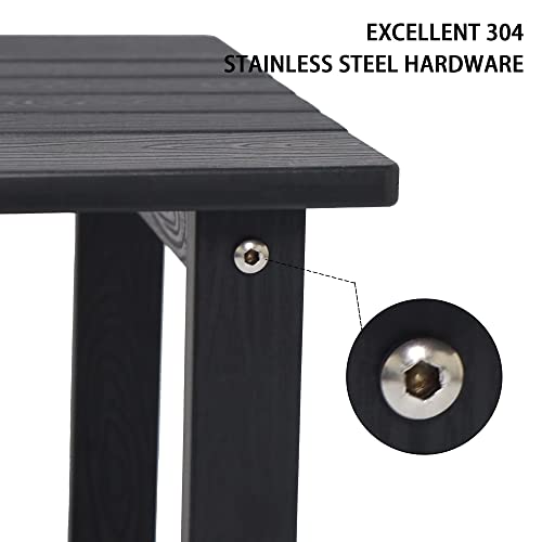 Byzane Double Adirondack Side Table, Patio Outdoor End Table Weather Resistant,Rectangular Table For Patio, Garden, Lawn, Indoor Outdoor Companion, Black #TOP6