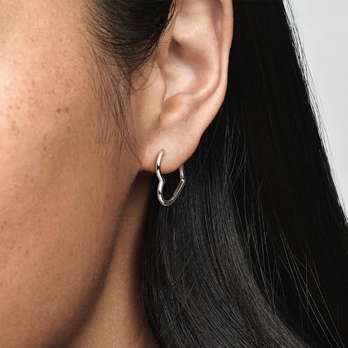 Pandora Asymmetrical Heart Hoop Earrings #TOP1