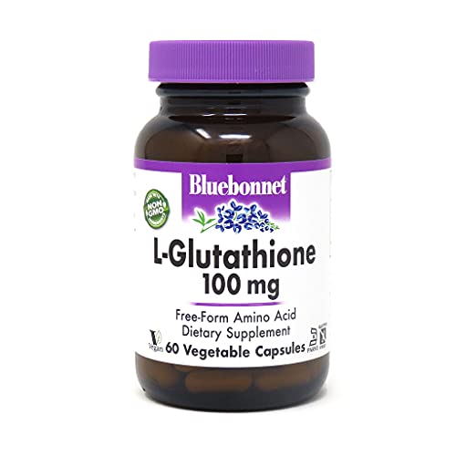 Bluebonnet l-glutathione 100 mg vitamin capsules, 60 count, white