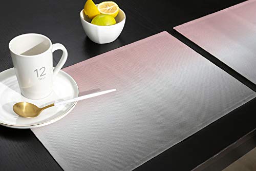 Pink Table Mats Set Of 4 Ombre Placemats For Dining Table Pink And Grey Ombre Table Mats Gradient Gradual Color Table Decoration Holiday Banquet Kitchen Dining Non Slip Washable #TOP3