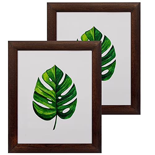 Cornici rustiche in legno 8 x 10 – Confezione da 2 – Espositore da tavolo o da parete con vetro, marrone scuro