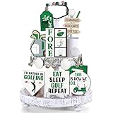 Fairysandy 13 Pcs Golf Tiered Tray Decoration Wooden Golf Table Centerpieces Decor Rustic Wooden Sport Game Sign For Fans Ball Theme Party Supplies