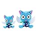 Fairy Tail Happy Muñeco de Peluche Personajes de Anime Japonés Socio de Natsu Happy Figura de Peluche Lindo Gato Azul Mágico Alado Juguete de Peluche Almohada Cojín para Decoración Colección Regalo