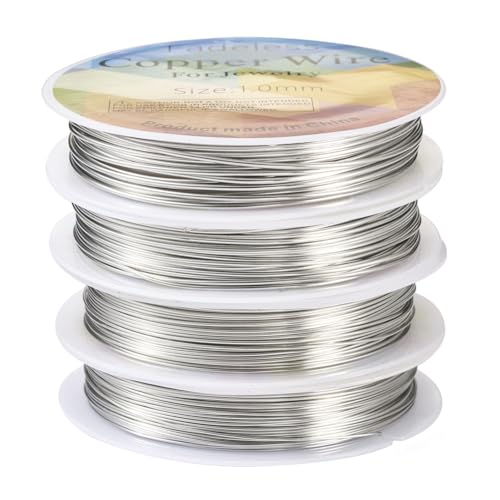 Cheriswelry 4 Rolls 4 Size Copper Wire 18 Gauge Round Jewellery Wire 20 Gauge Craft Wire 22 Gauge 24 Gauge Wire for Beading Jewelry Craft Making, Silver