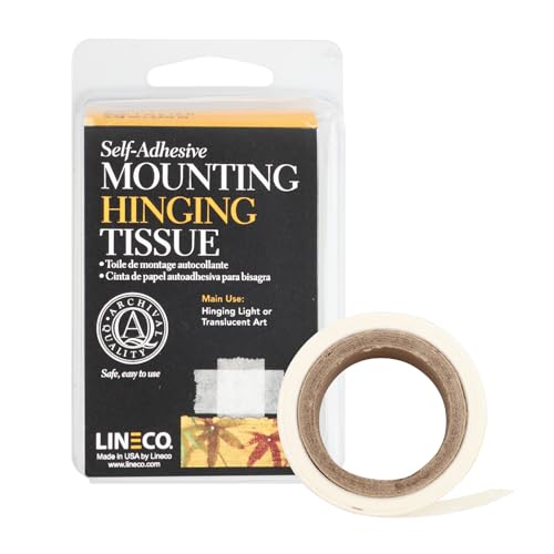 Lineco Archival Self-Adhesive Mounting/Hinging Tissue, Mounting Art, Documents, Crafts, and Matting Projects, Acid-Free Non-Yellowing, 1" x 12 ft, Pack of 1
