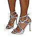 Produktbild LEBE High Heels Unisex Herren Damen Sexy Stiletto High Heels Kreuz Silber Große Party Sandalen-Silver||43