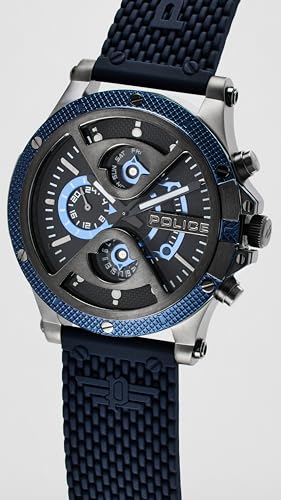 Image of Police Black Dial Multifunction Silicone Strap Watch for Men