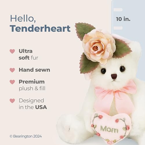 Bearington Mommy Tenderheart White Stuffed Bear, 10 Inch Mother Teddy Bear - Baby Stuffed Animals - Image 3