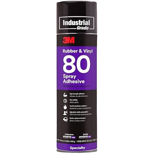 3M Rubber and Vinyl Spray Adhesive 80, Yellow, 24 fl oz Can (Net Wt 19 oz)