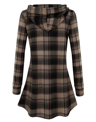 Image of Miusey Womens Zip Up Long Hoodie Jacket Lightweight Tunic Sweatshirt Open Front Cardigan