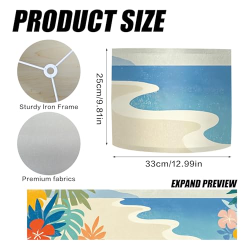 Image of Nuxovilar Lamp Shades Set of 2, 13 inch Top x 13 inch Bottom x 10 inch High (Spider) | Floor lamp shades coastal tropical design living room patio beach house covers light accessories (Coastal)
