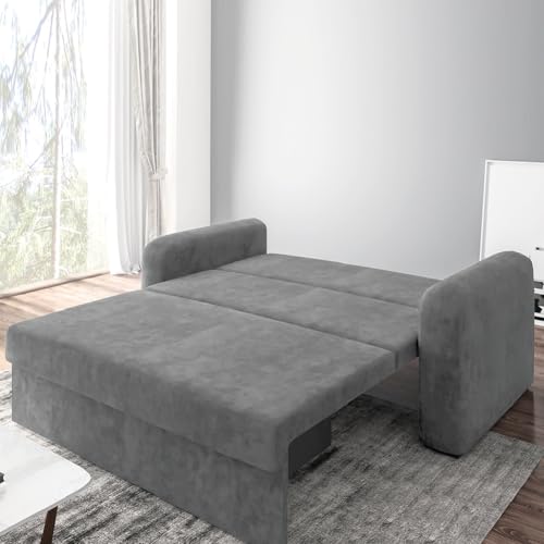 Sofá Cama Versátil 2 Lugares Veludo Selmer (CINZA)
