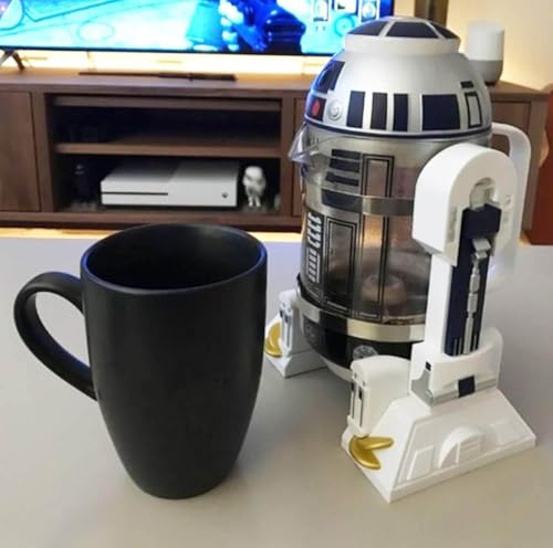 Botella de café portátil de prensa francesa, cafetera de prensa francesa de viaje con forma de robot, máquina de café expreso perforadora a mano, 950 ml