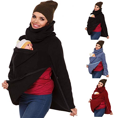 CRGL 3 en 1 Blousons Et Vestes Maternité Grossesse De Portage des Femmes Zipper Pull Molletonné Col Montant Veste De Grossesse Kangourou,Noir,L Cover
