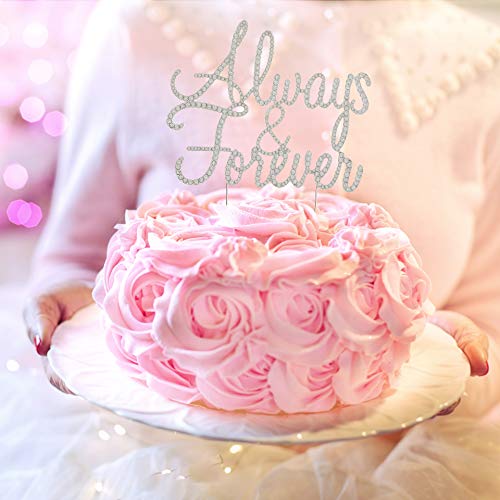 Ella Celebration Always And Forever Wedding Cake Topper, Silver Romantic Rhinestone Decoration (Always & Forever) (Silver) #TOP2