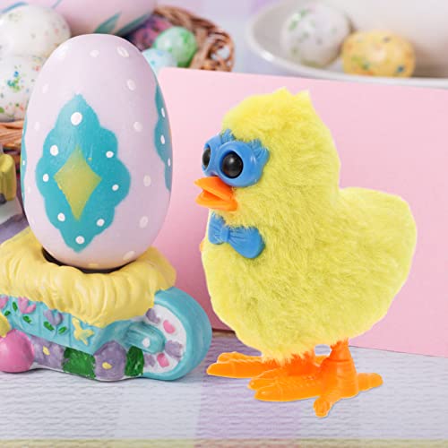 image for jojofuny 6Pcs Jumping Chicken Wind Up Toys Novelty Plush Clockwork Toy