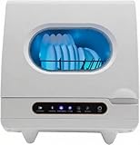 Portable Countertop Dishwasher, 5 Wash Programs Automatic Water Absorption, Mini Dishwasher with 1.5-Meter Inlet/Outlet Hoses, No Water Tank,162℉ High-Temp & Drying for Apartments, Dorms, Rvs (A)
