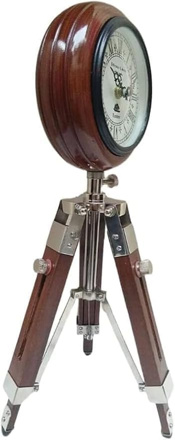 12'' (30cm) Stylish Wooden Floor Clock with Tripod Stand – Elegant Home & Office Decor