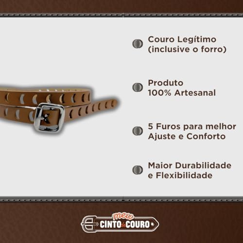 Cinto Feminino Marrom Couro Legítimo Fivela Retangular Dourado 2 cm de Largura, avelã, 85