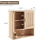 Bathroom Wall Storage Cabinet, Medicine Cabinet with Adjustable Wood Shelf & Doors, Over The Toilet Storage Cabinet for Laundry Room & Kitchen & Living Room (Natural Oak) - Image 2