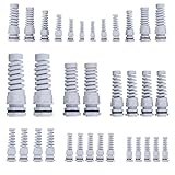Swpeet 22Pcs 6 Sizes 3mm-18mm Waterproof Cable Gland Conduit Fittings with Gasket, Flex Spiral Strain Relief White Nylon Pigtail Cord Joint Cord Connector Adjustable Locknut for Cable Wire