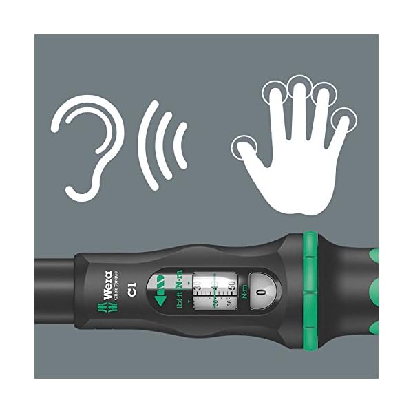 Wera 05075620001 Click-Torque C 1 Drehmomentschlüssel mit Umschaltknarre Schwarz, Grün, 1/2", 10-50 Nm – Bild 4