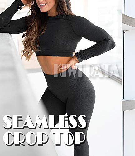 Image of KIWI RATA Women's High Waist Workout Compression Seamless Fitness Yoga Leggings Butt Lift Active Tights Stretch Pants