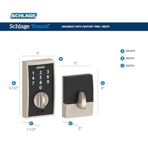 Cerrojo BE375 CEN 622 Schlage negro mate electrónico sin llave 4
