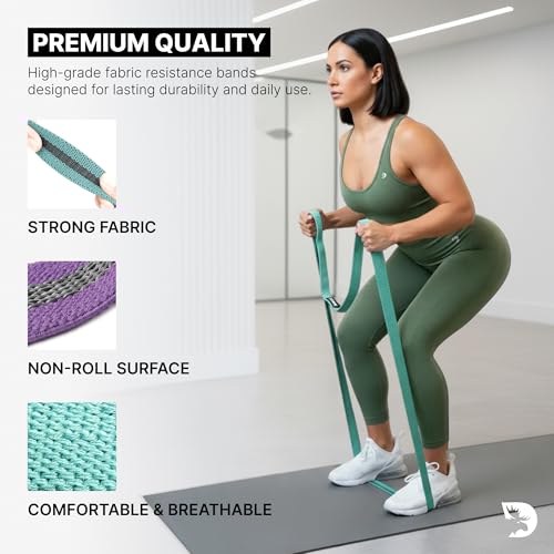 Image of DMoose Fitness Fabric Resistance Bands for Full Body Exercises - Non-Slip Thick Cloth Stretch Band for Squats, Lunges & Bicep Curls - Long Resistance Bands for Working Out - Booty Band for Men & Women