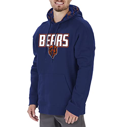 Zubaz Mens NFL Team Color Primary Logo Hooded Hoodie with Viper Print Details Chicago Bears Small