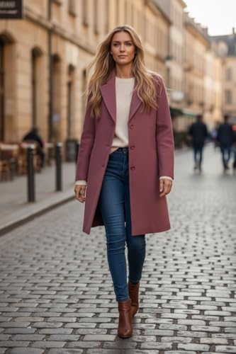 Image of HAUTEMODA Women's Winter Coat Trench Long Sleeves Over Coat With Pocket single Breasted