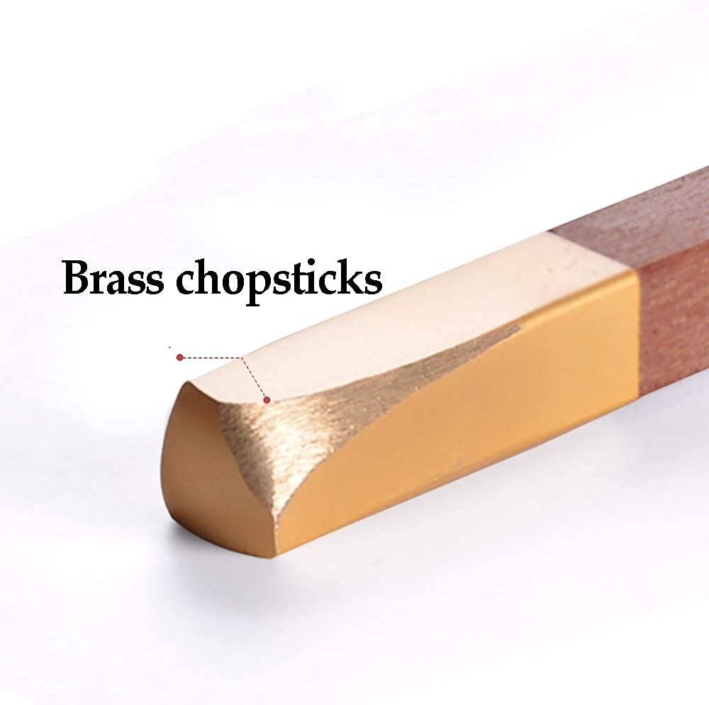 Baguettes Baguettes Réutilisables Baguettes Réutilisables Coffret Cadeau, Baguettes Chinoises en Bois Naturel avec Tête en Laiton Vaisselle De Cuisine Boîte Faite À La Main Passe A(5)