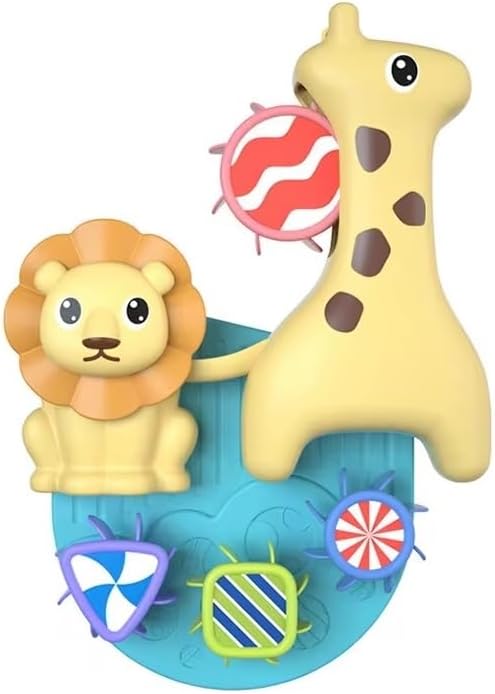 Nenekal Bathing Giraffe Water Toy Set with Lion and Spinning Wheels | Pouring Bath Toys for Toddlers | Baby Toys for Kids