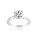 Platinum Flashed Silver 100 Facets Cubic Zirconia Solitaire Ring