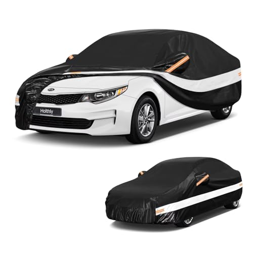 Image of 10 Layers Car Cover Custom Fit for KIA Optima KIA K5(2000-2026), Waterproof All Weather for Automobiles, Outdoor Full Cover Sun Dust Rain Protection with Cotton. Black