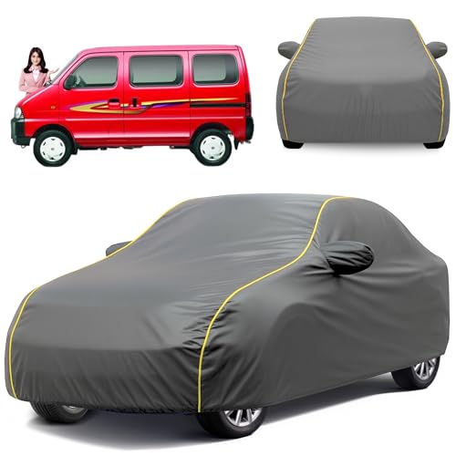 Image of Avecrew 100% Waterproof Car Cover for Maruti Suzuki Eeco All Model Mirror & Antenna Pocket Triple Stitched, Dustproof Full Body Protection (Heat & UV Resistant,Grey)