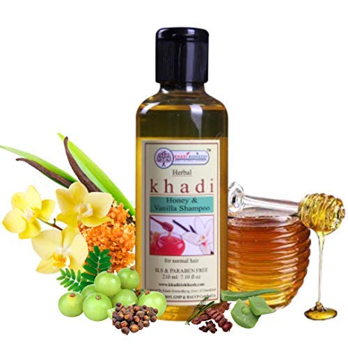 Khadi Rishikesh Herbal Shampoo Honey Vanila for hair growth -control hair fall -long strong hair -women men -sls and paraben free-210ML