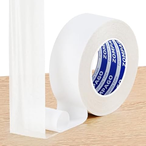 ZOMPAGO Double Sided Duct Tape Heavy Duty Adhesive Cloth Tape Waterproof Tape for Fabric Carpet,DIY Projects and Clothes Repairs,Easily Tears No Sewing or Ironing Required,White Duct Tape,2in x66FT Cover