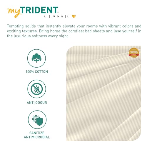 Image of MYTRIDENT Bedsheet for Double Bed, Classic King Size Bedsheet with 2 Pillow Covers, 210TC, 100% Cotton Bedsheet - Pearled Ivory