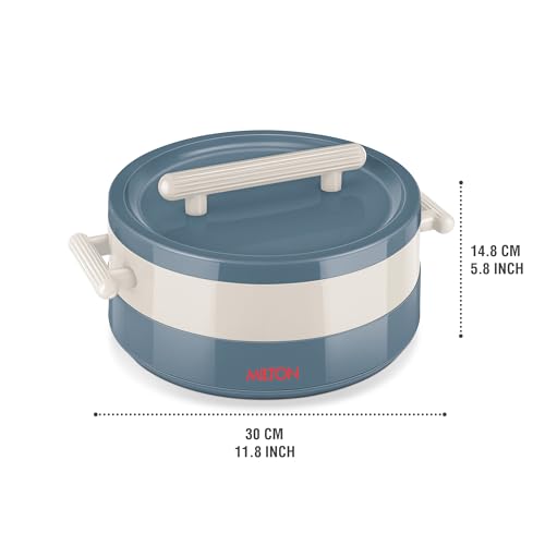 Image of MILTON Valenza 2500 Insulated Inner Stainless Steel Casserole for Roti, 2100ml | Hot Box for Kitchen | Keeps Food Hot & Fresh | BPA-Free, Durable & Easy to Carry | Hot Pot with Lid for Home,Blue Stone